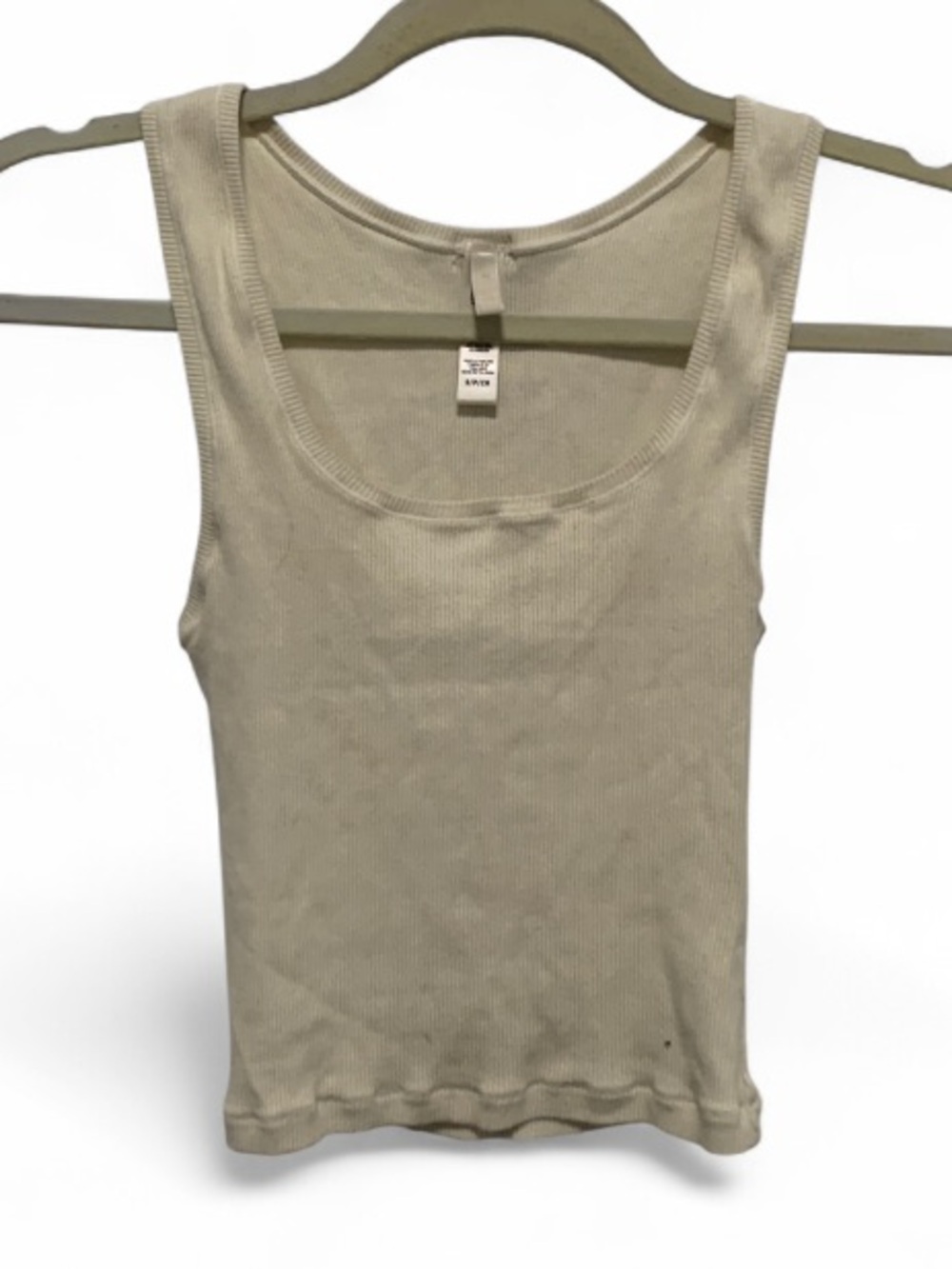 Skims Cream Ribbed Cropped Tank Top - Scoop Neck